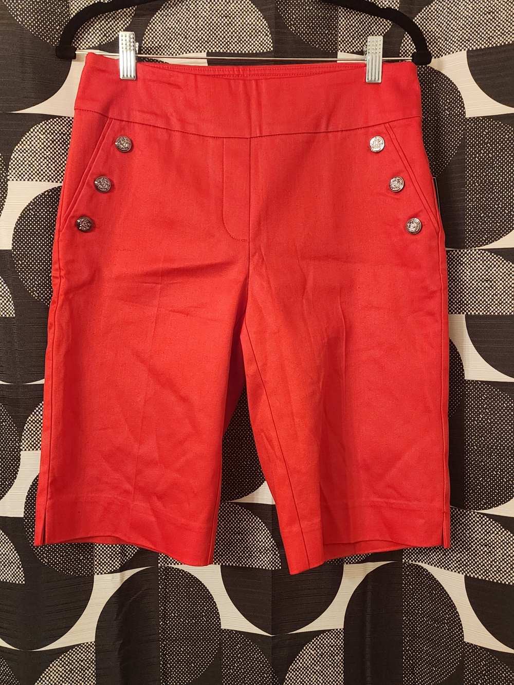 New Counterparts Red High-Waist Button Accent Women’s Shorts